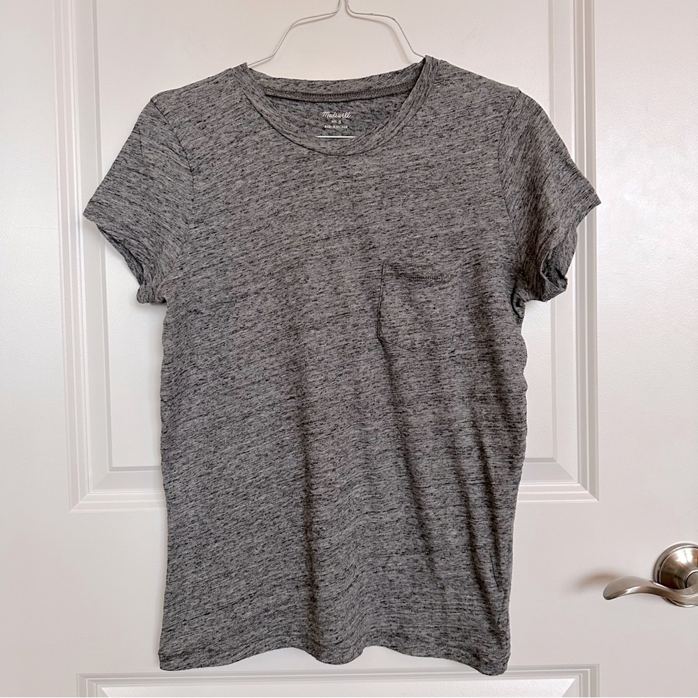S Madewell Basic T Shirt Heathered Grey with Pocket